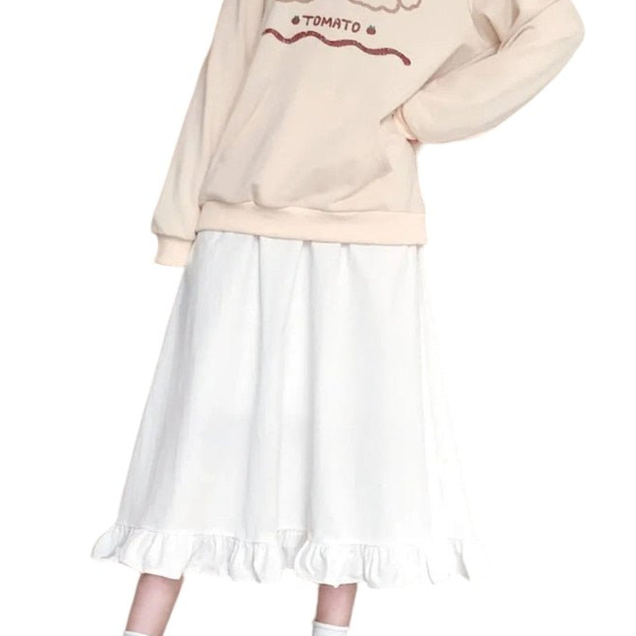 Y2k Kawaii White Long Skirt