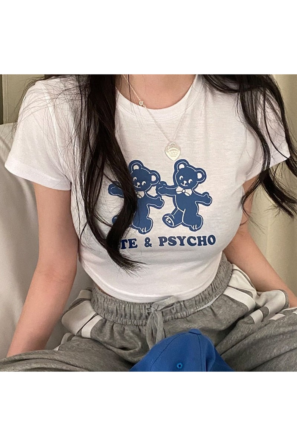 Y2k Kidcore Bear Print Crop Top