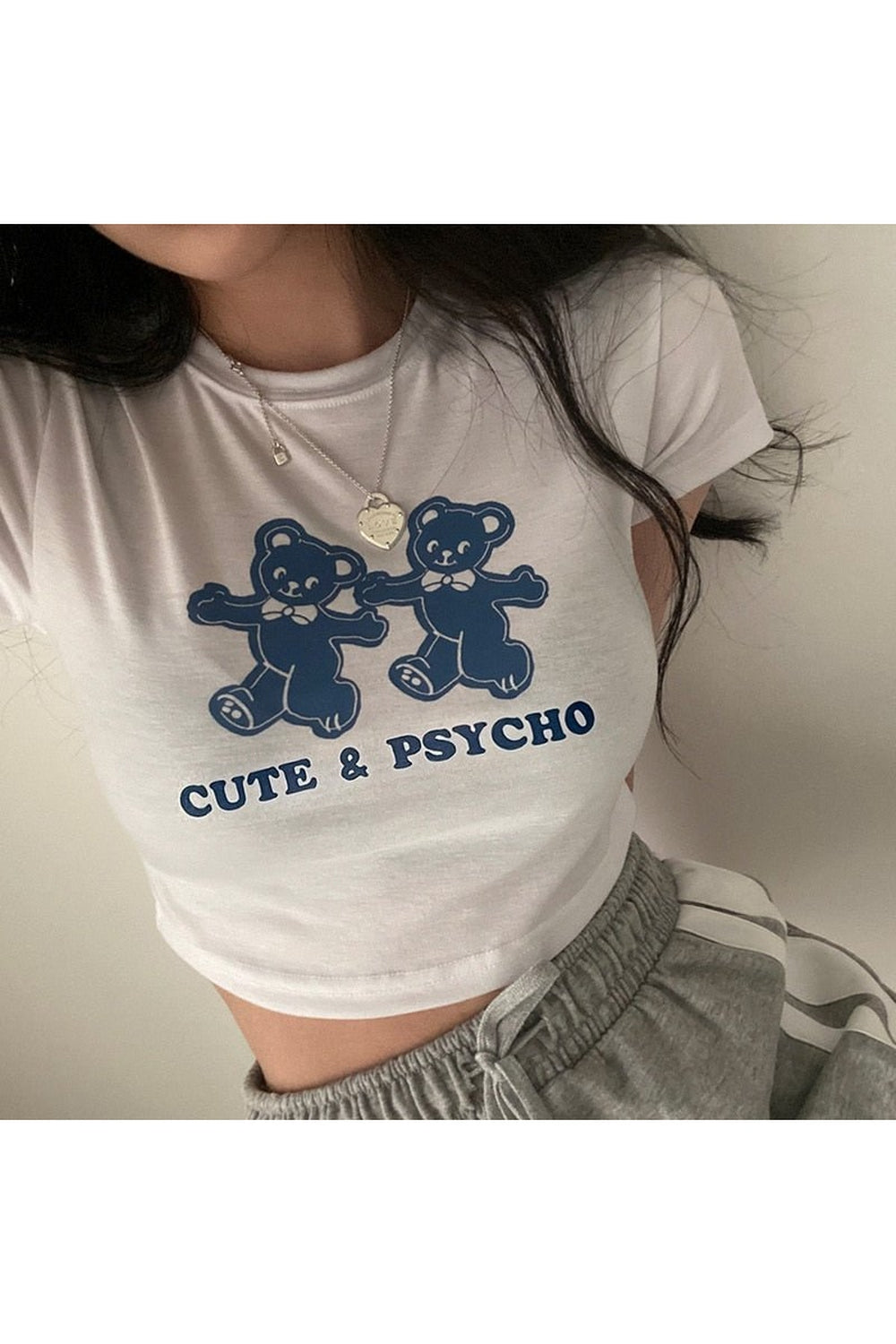 Y2k Kidcore Bear Print Crop Top