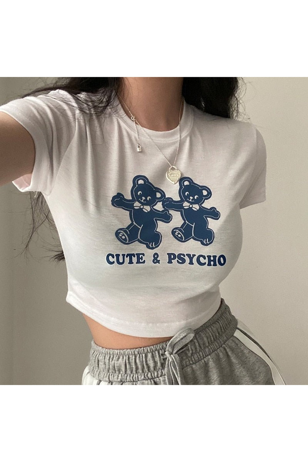 Y2k Kidcore Bear Print Crop Top