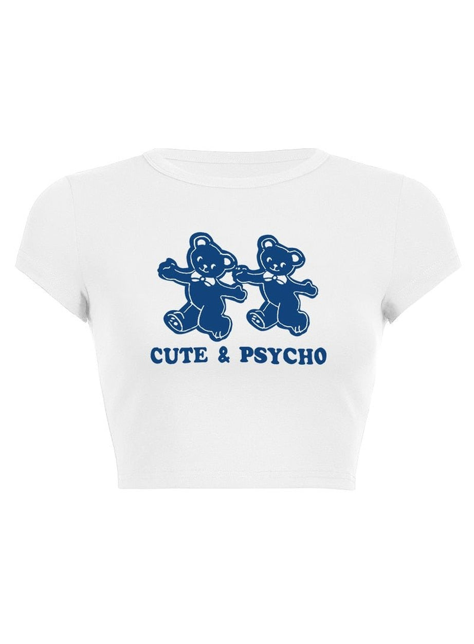 Y2k Kidcore Bear Print Crop Top