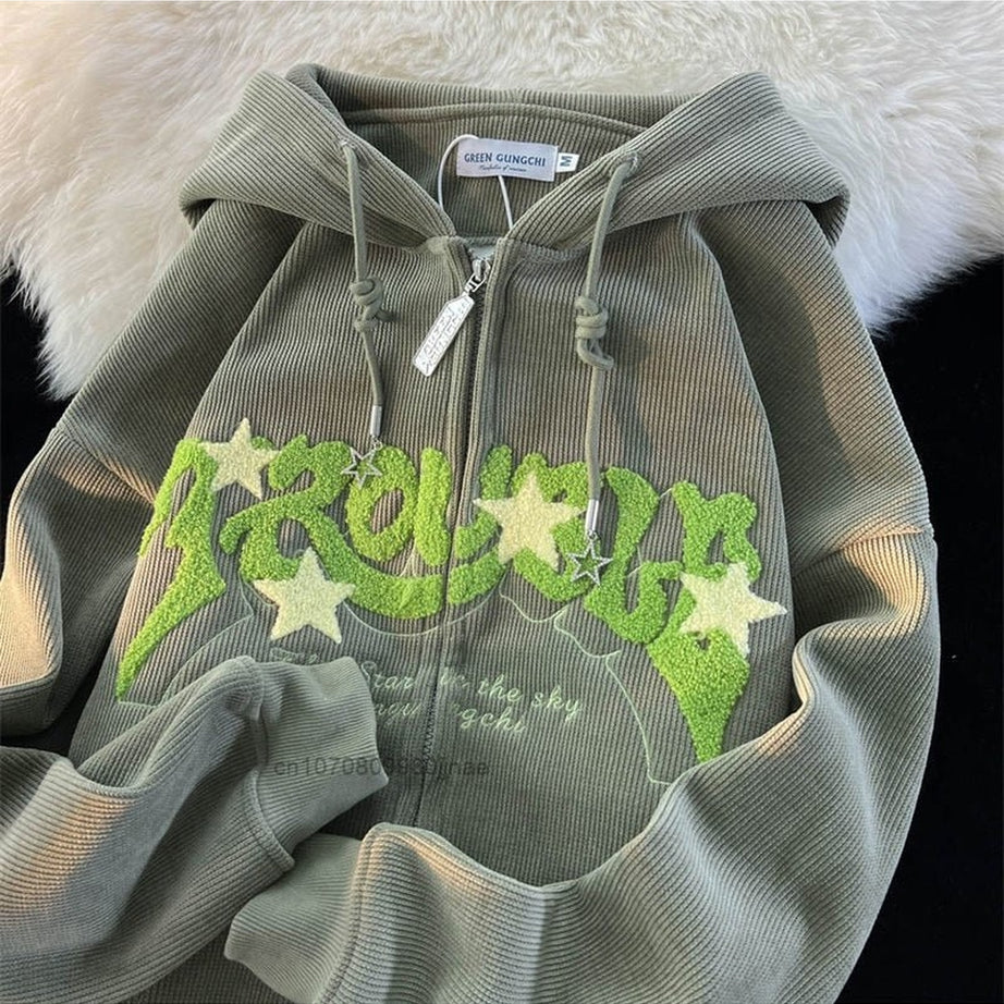 Y2k Kidcore Zip Up Casual Hoodies
