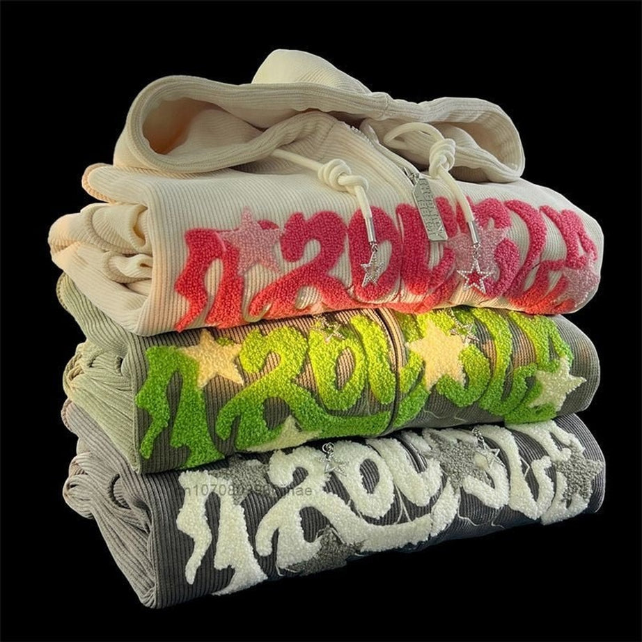 Y2k Kidcore Zip Up Casual Hoodies