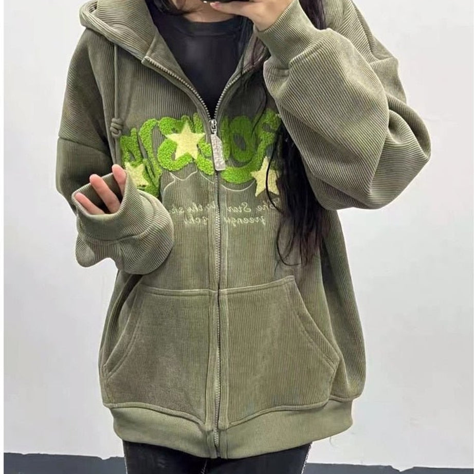 Y2k Kidcore Zip Up Casual Hoodies