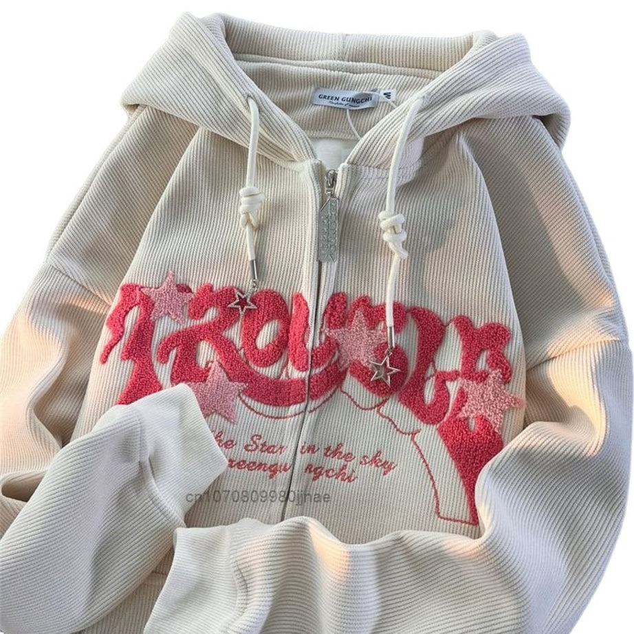 Y2k Kidcore Zip Up Casual Hoodies