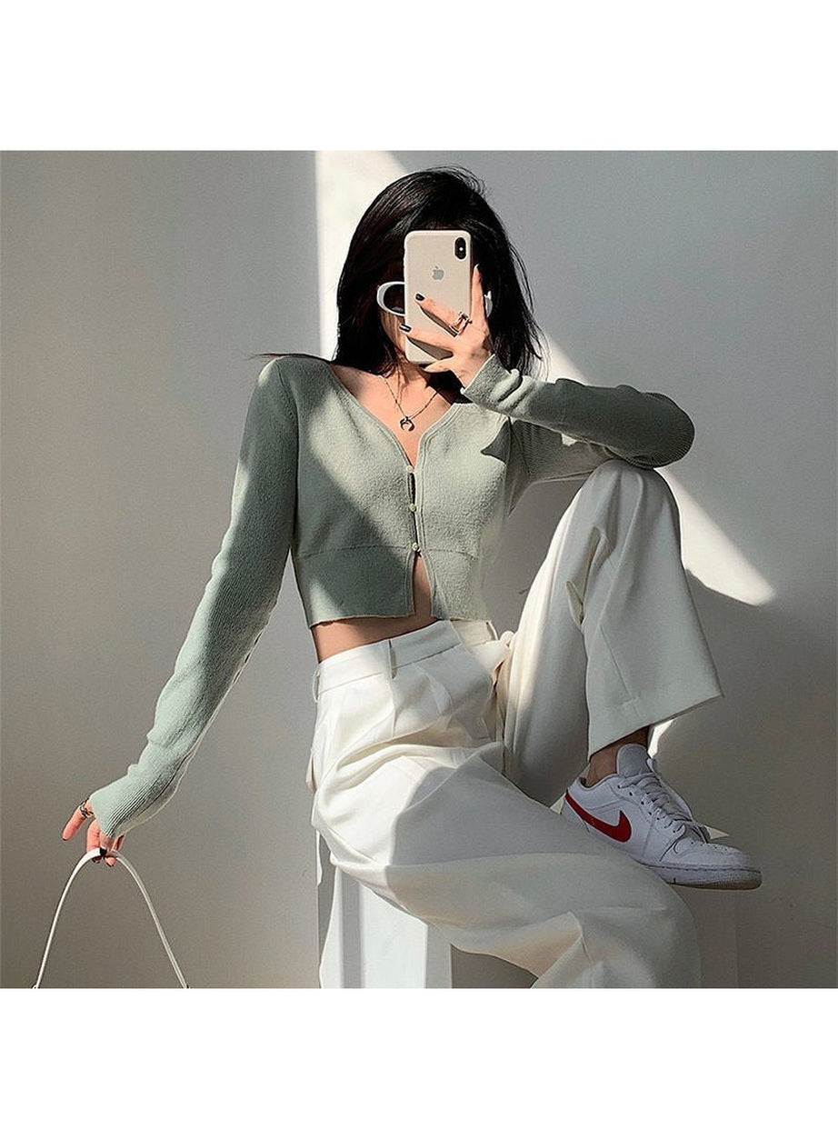 Y2k Korean Aesthetic Cropped Cardigan