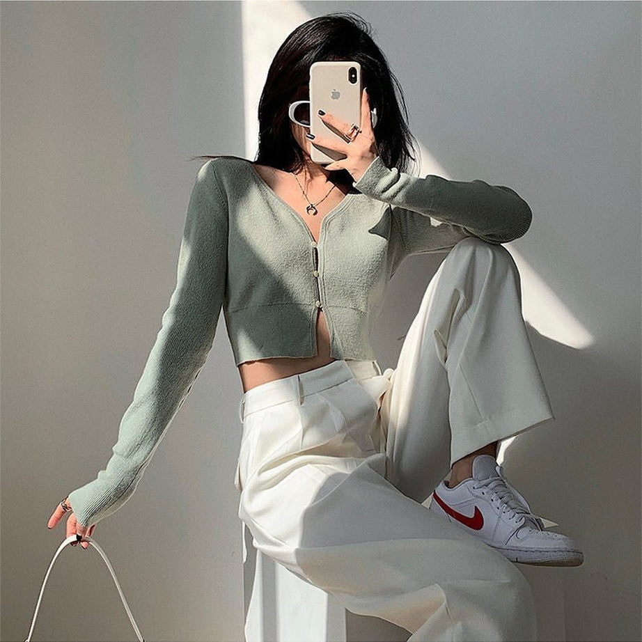 Y2k Korean Aesthetic Cropped Cardigan