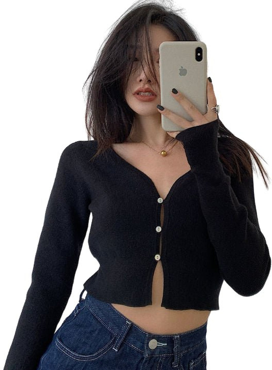 Y2k Korean Aesthetic Cropped Cardigan