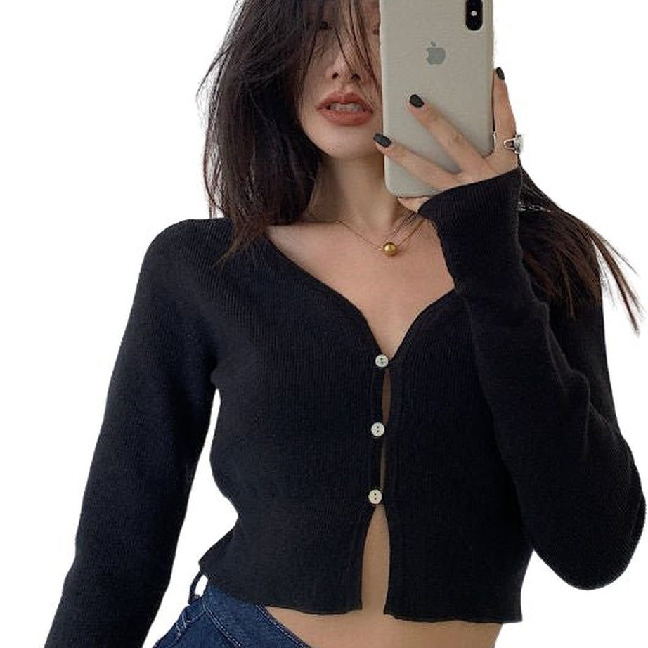 Y2k Korean Aesthetic Cropped Cardigan