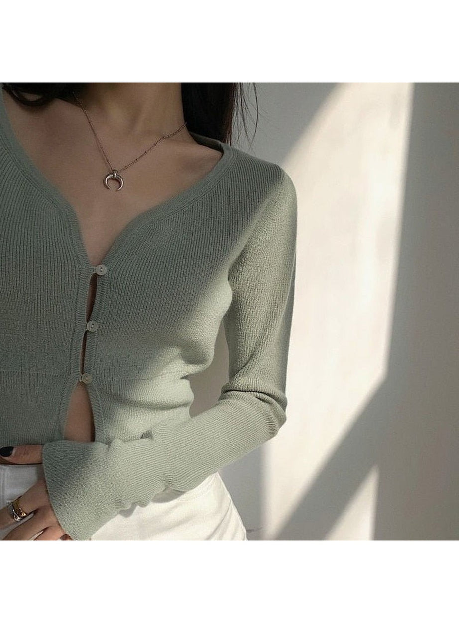 Y2k Korean Aesthetic Cropped Cardigan