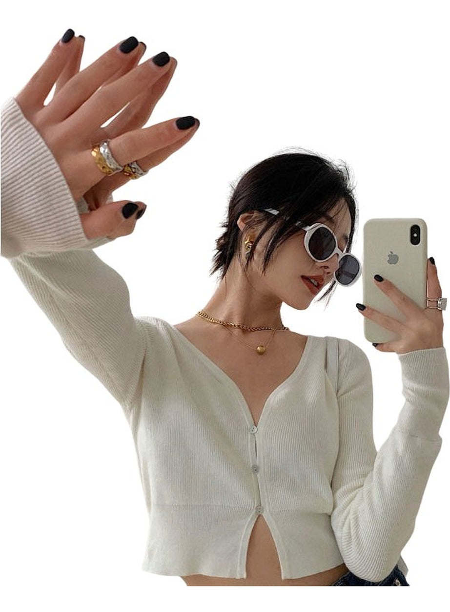 Y2k Korean Aesthetic Cropped Cardigan