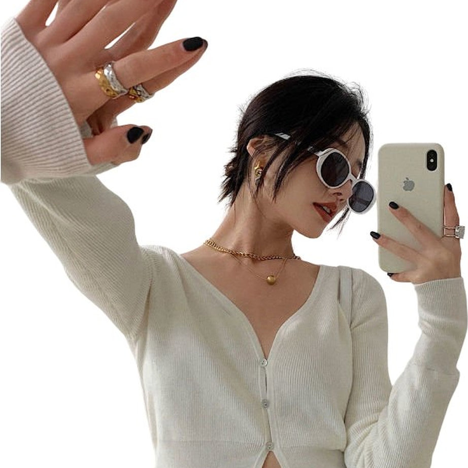 Y2k Korean Aesthetic Cropped Cardigan