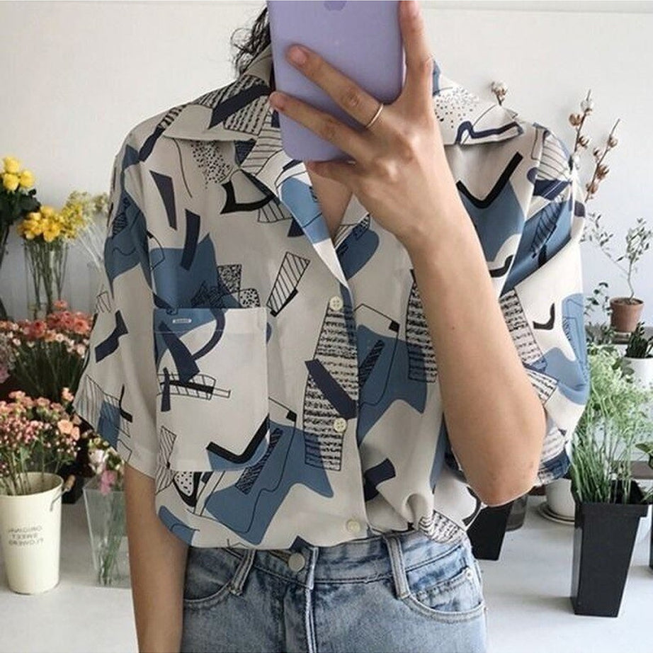 Y2k Korean Aesthetic Simple Shirt