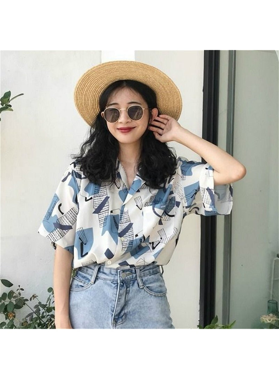 Y2k Korean Aesthetic Simple Shirt