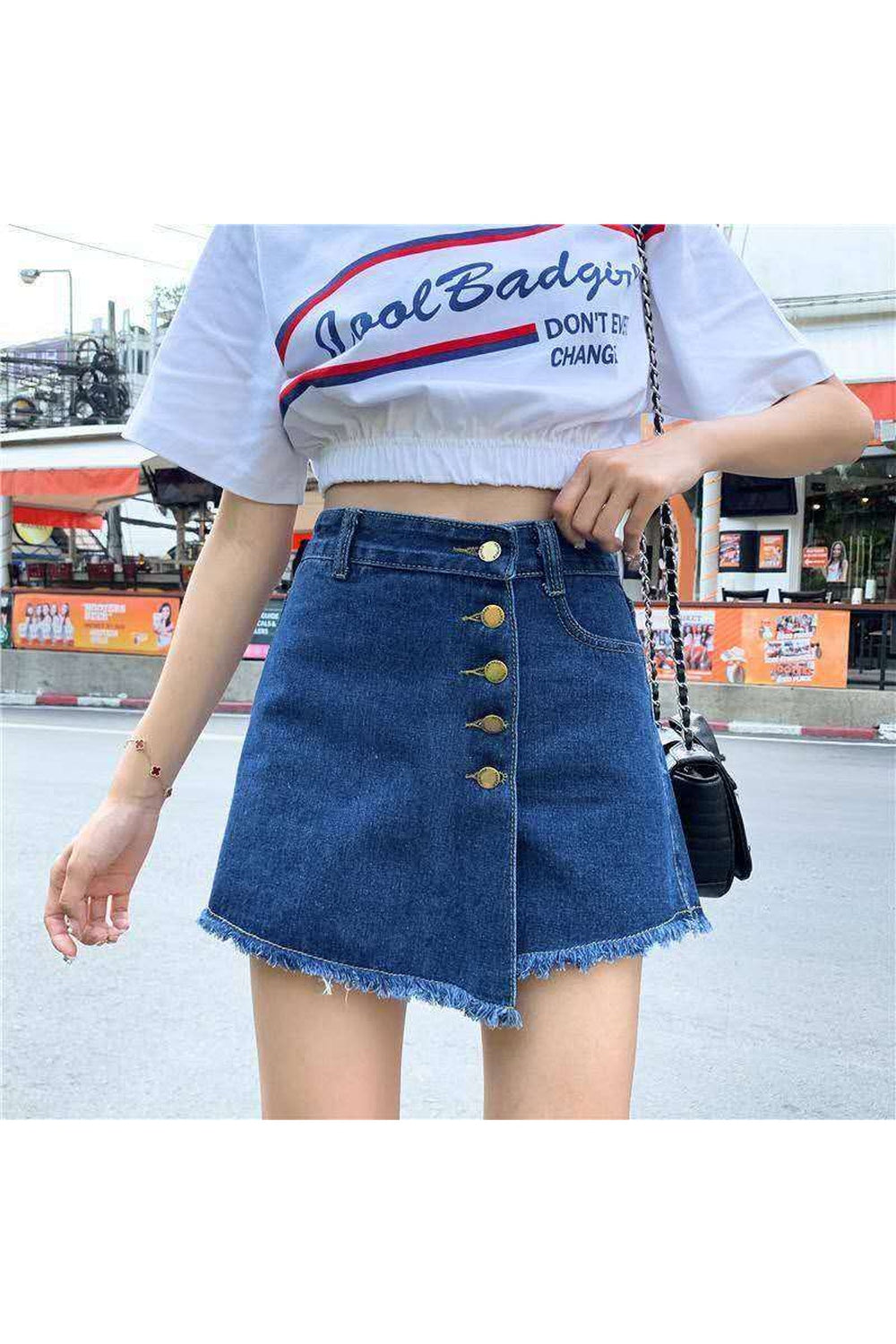 Y2k Korean Casual Denim Skirt