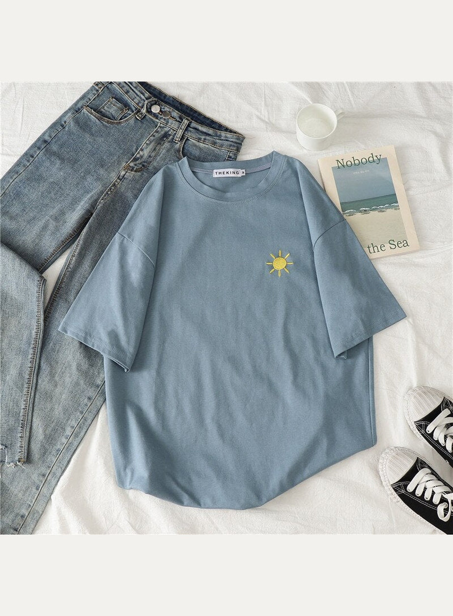 Y2k Korean Casual T-shirt with print