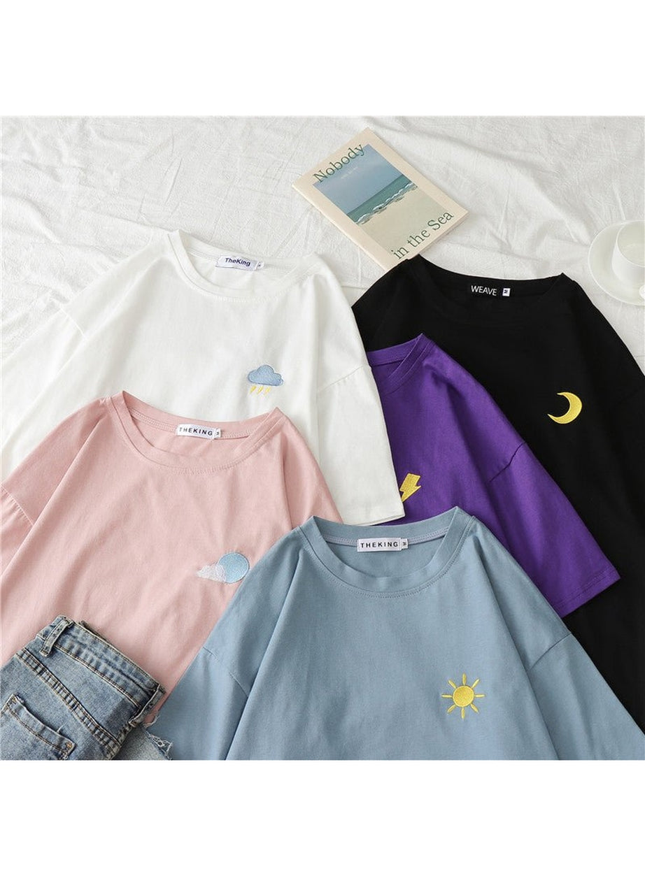 Y2k Korean Casual T-shirt with print