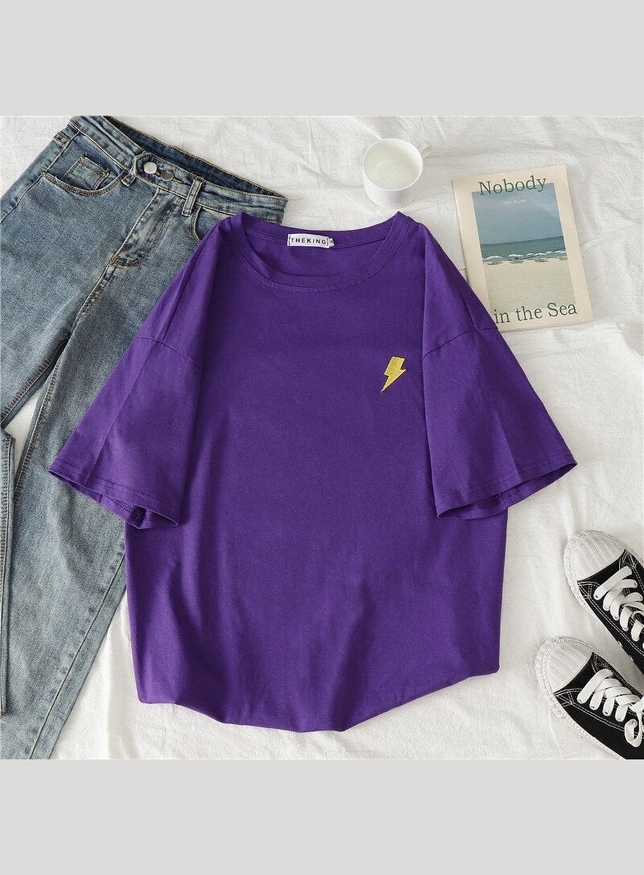 Y2k Korean Casual T-shirt with print