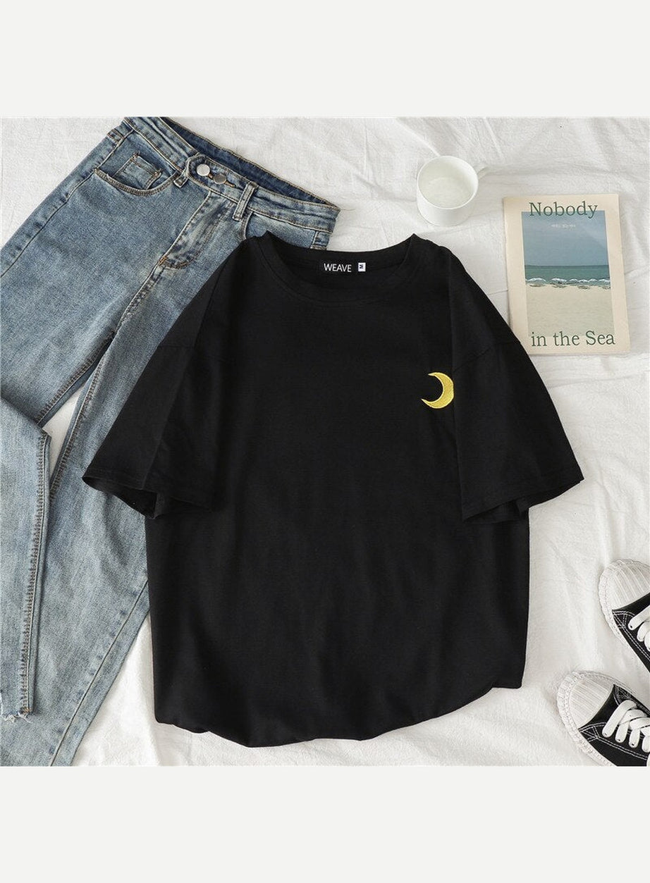 Y2k Korean Casual T-shirt with print