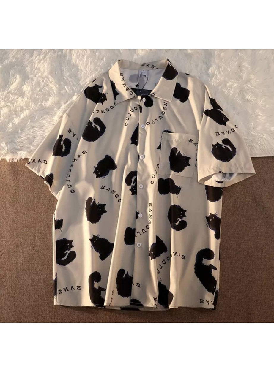 Y2k Korean Cat Shirt