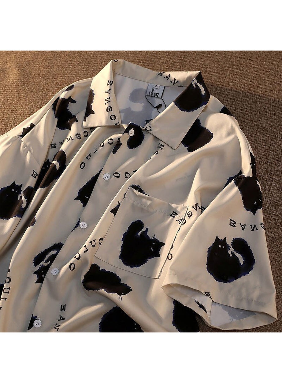 Y2k Korean Cat Shirt