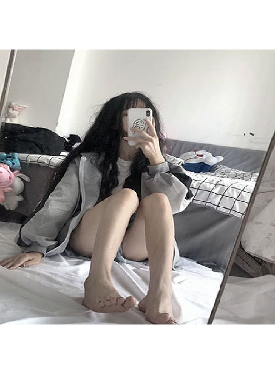 Y2k Korean Gray zip long sleeve sweatshirt