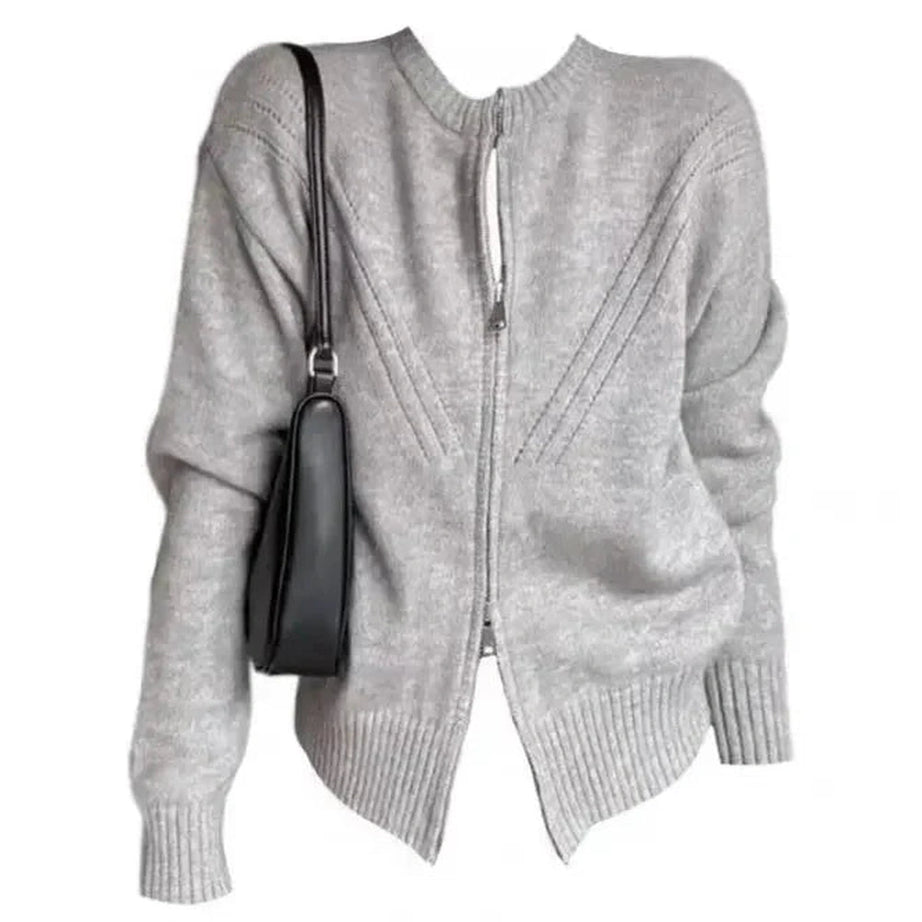 Y2k Acubi Grey Knit Cardigan