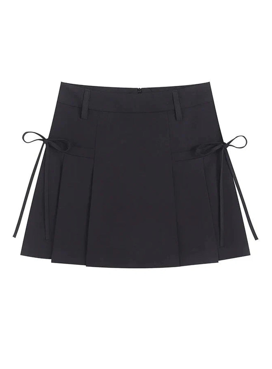 Y2k Korean Lace Up Pleated Summer Skirt