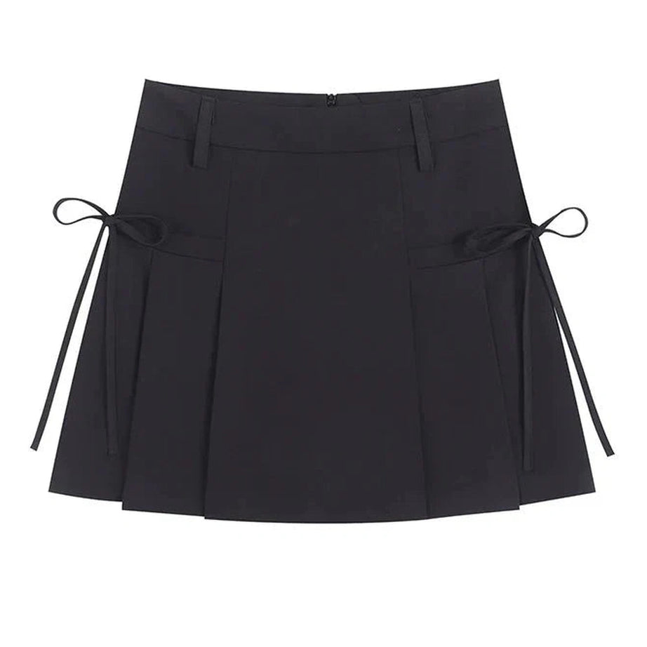 Y2k Korean Lace Up Pleated Summer Skirt