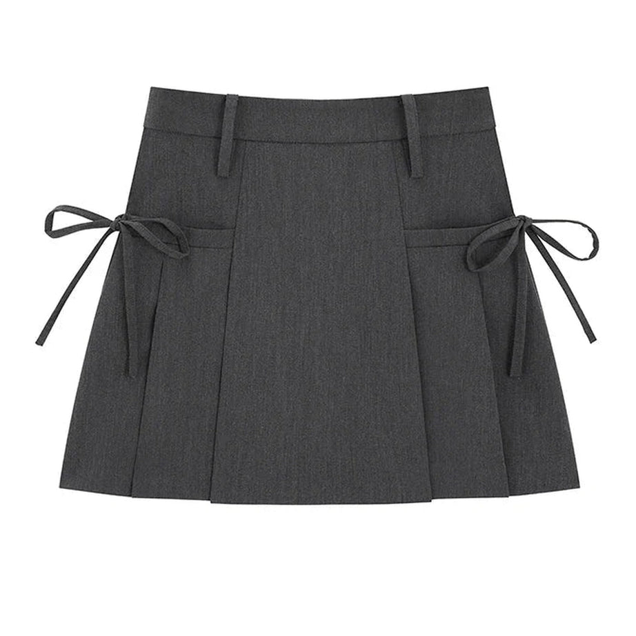 Y2k Korean Lace Up Pleated Summer Skirt