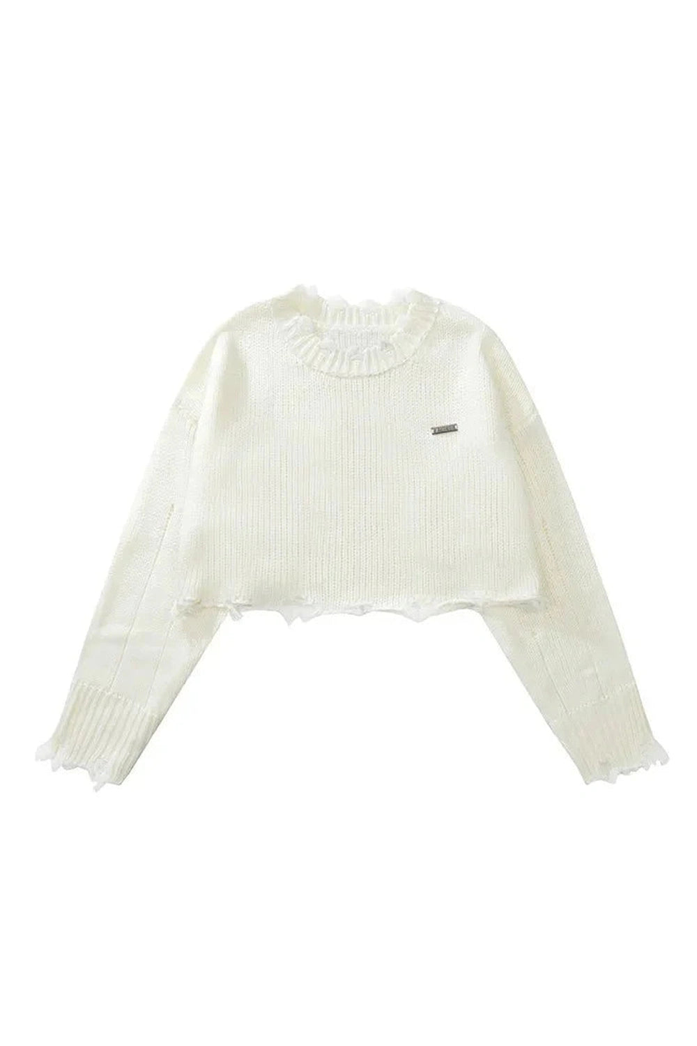Y2k Korean O-Neck Long Sleeve Crop Sweater