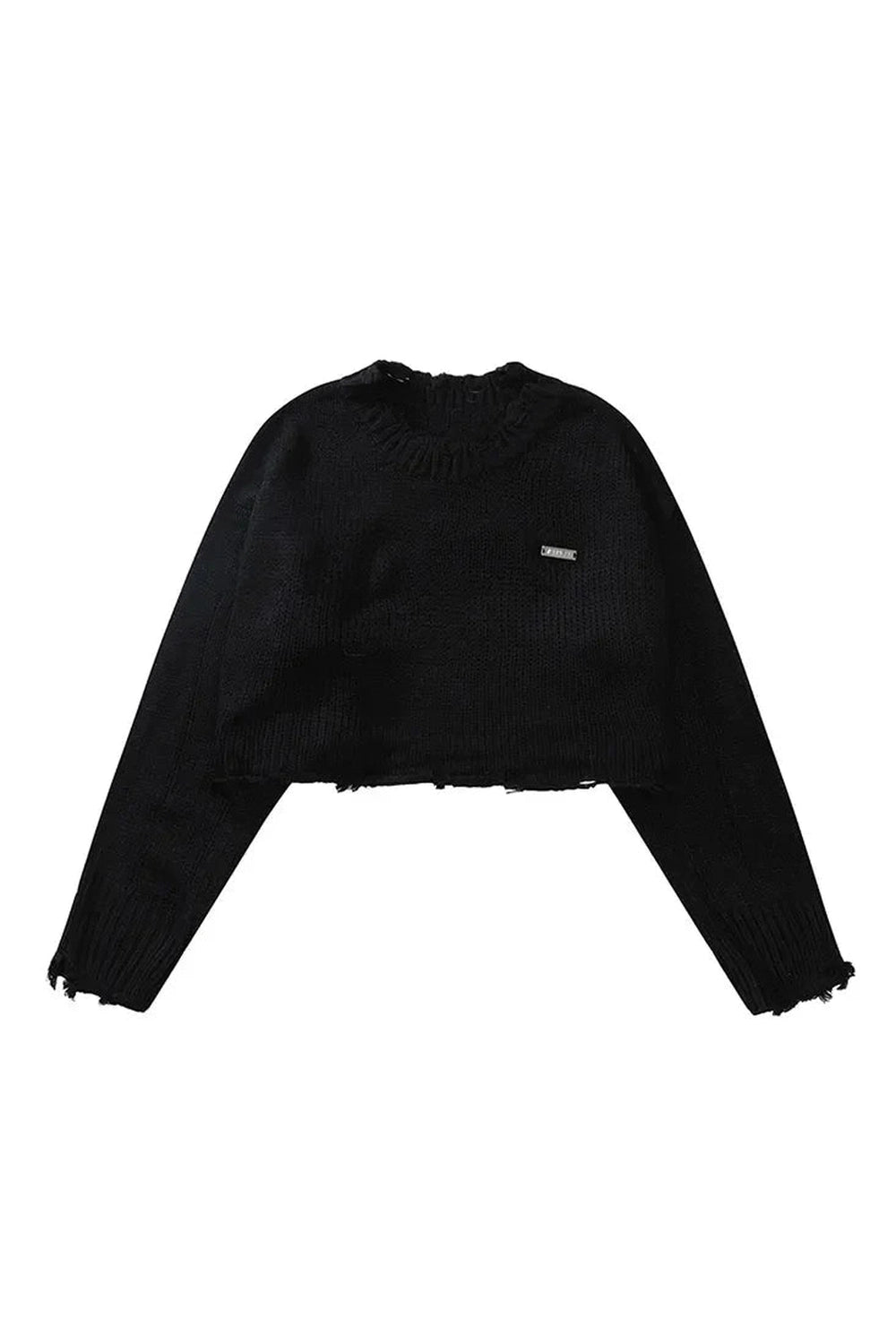 Y2k Korean O-Neck Long Sleeve Crop Sweater