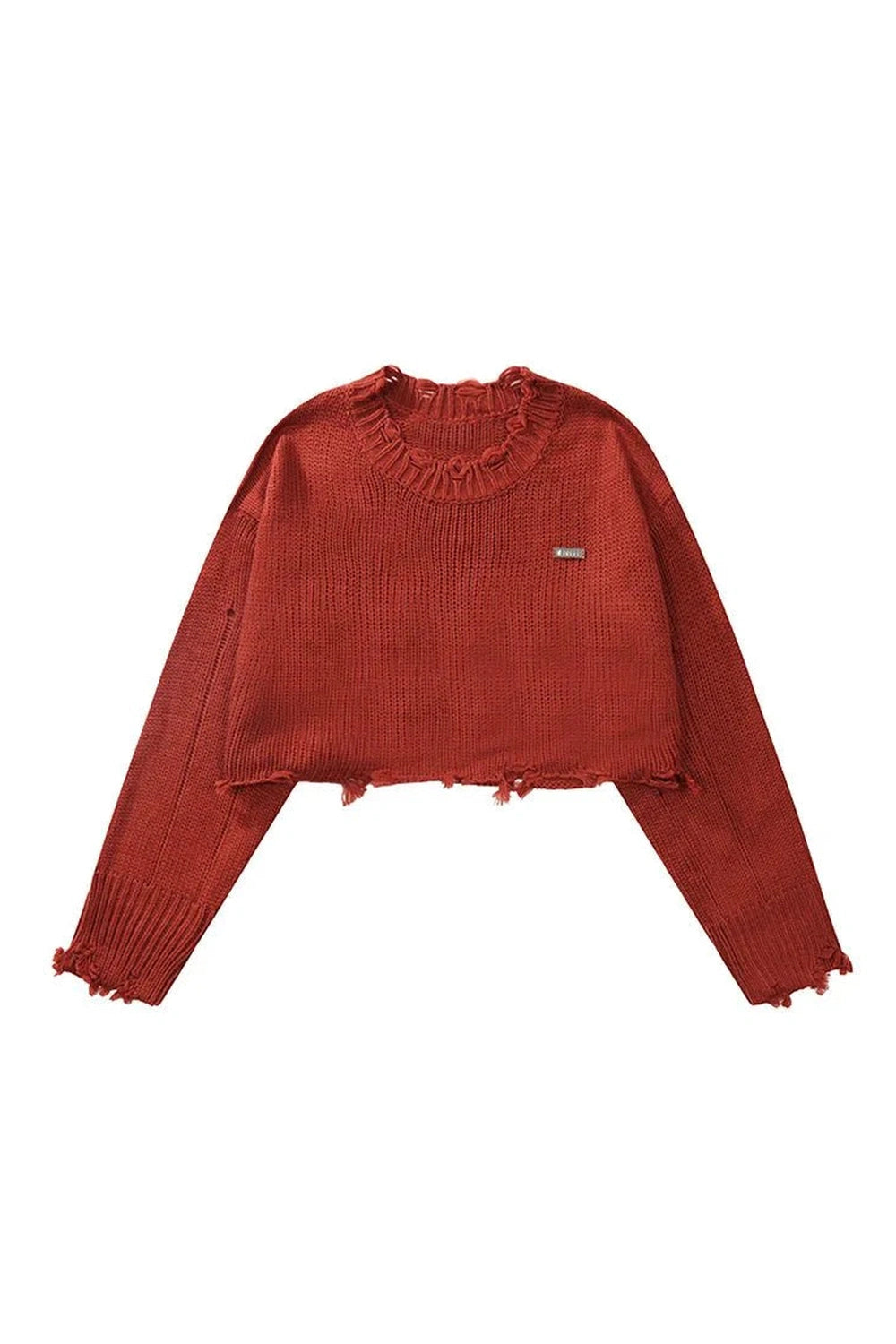 Y2k Korean O-Neck Long Sleeve Crop Sweater
