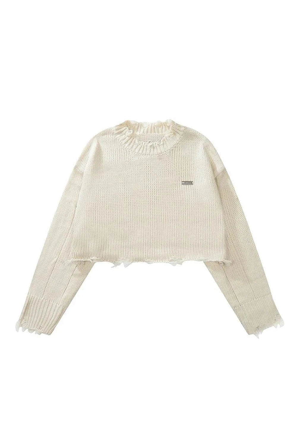 Y2k Korean O-Neck Long Sleeve Crop Sweater