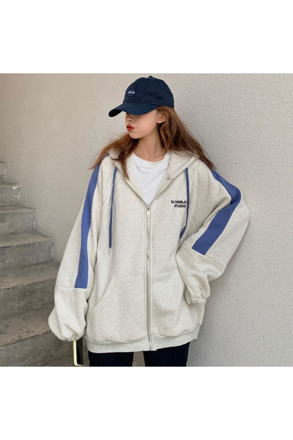 Y2k Korean Oversized zip-up jacket