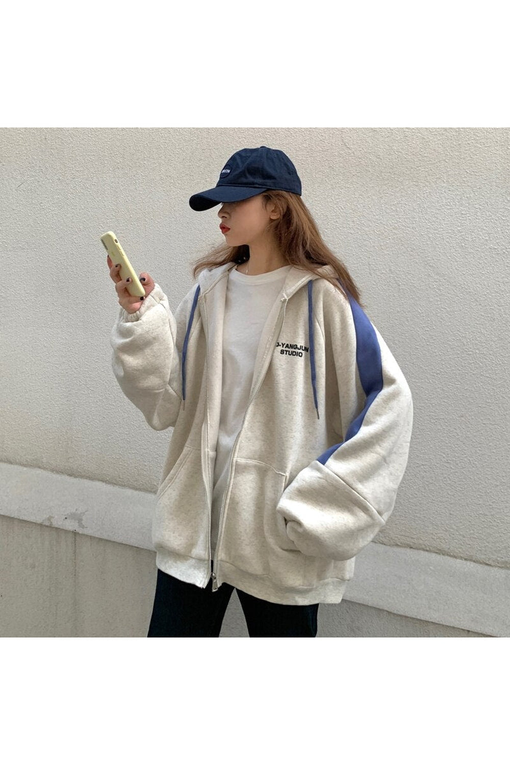 Y2k Korean Oversized zip-up jacket
