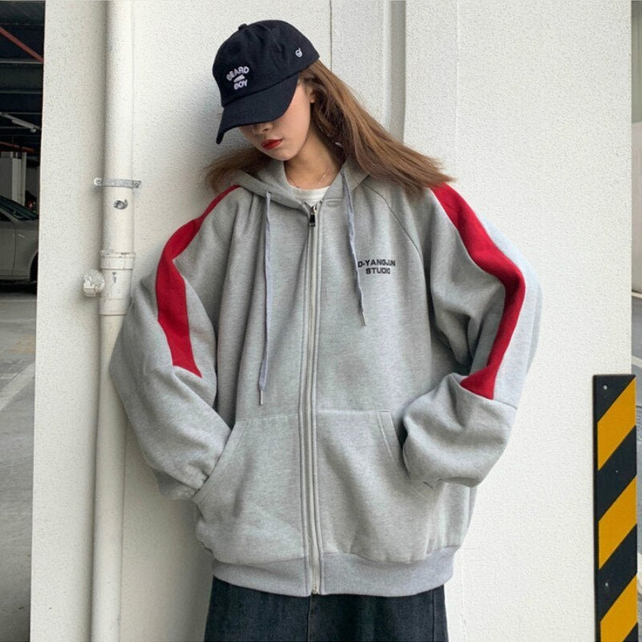 Y2k Korean Oversized zip-up jacket