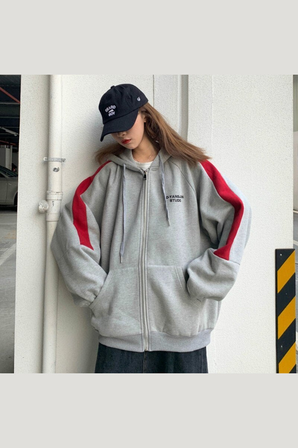 Y2k Korean Oversized zip-up jacket