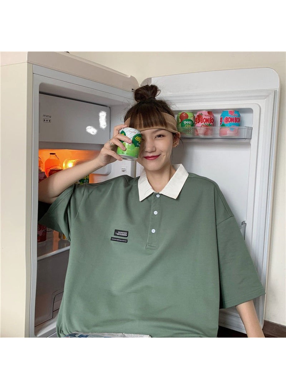 Y2k Korean Pastel Polo T-shirt