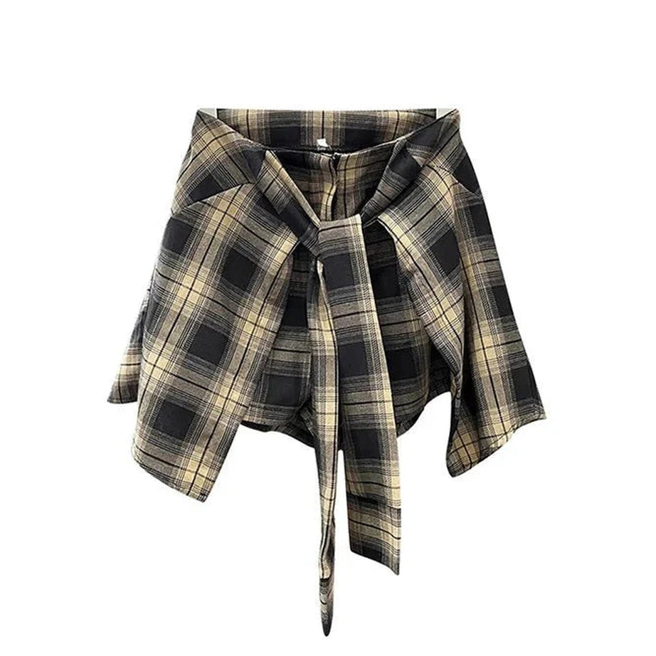 Y2k Korean Plaid Pleated Skirt