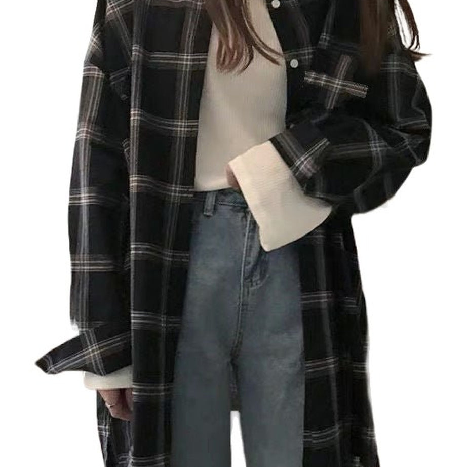 Y2k Korean Plaid Shirt