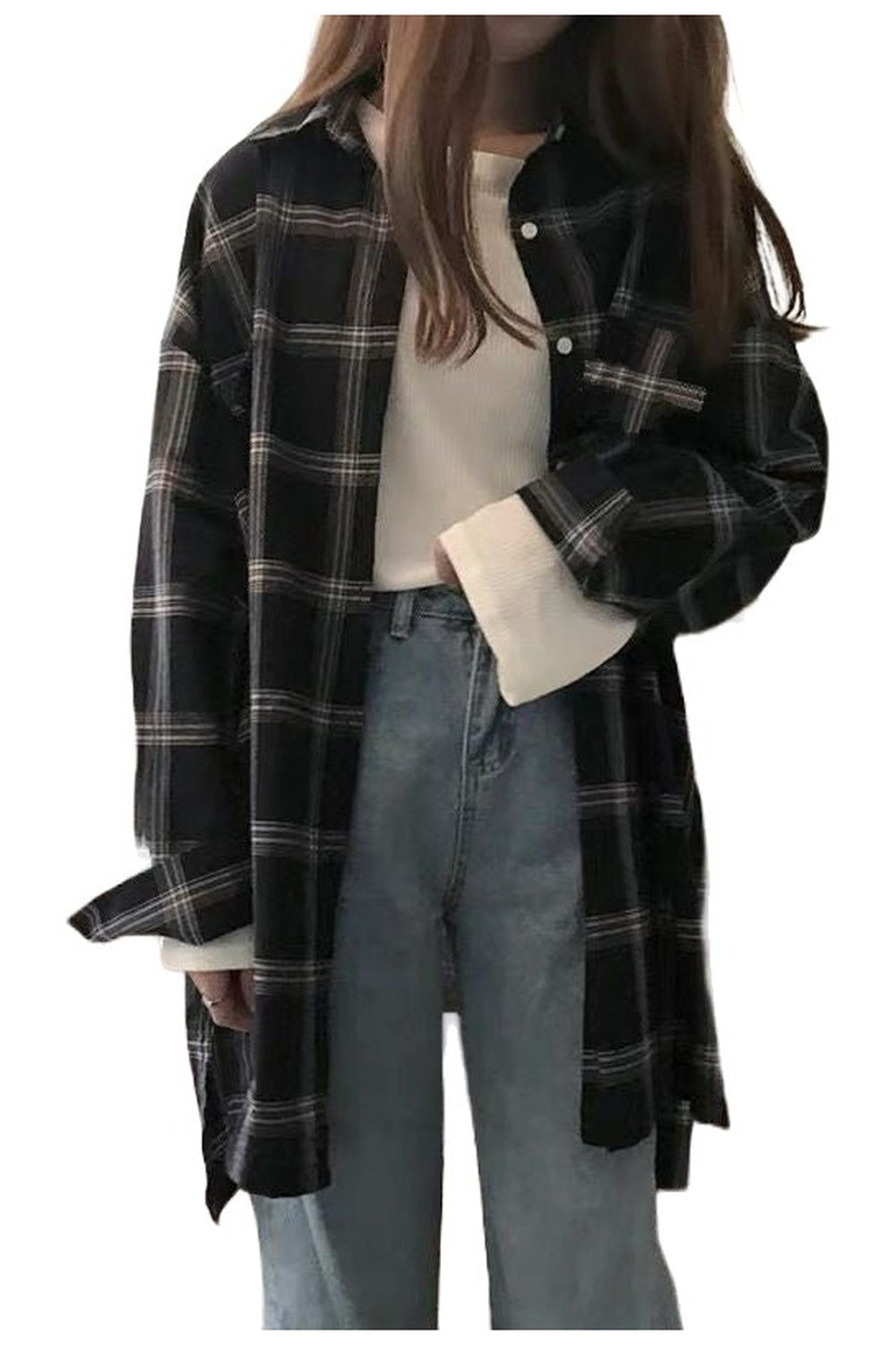 Y2k Korean Plaid Shirt