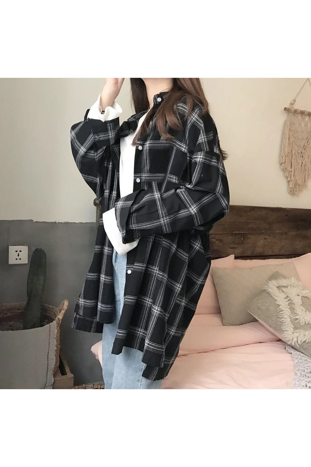 Y2k Korean Plaid Shirt