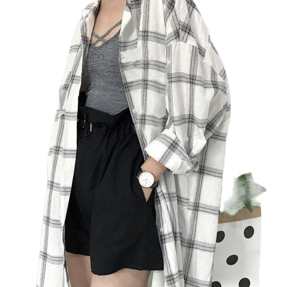 Y2k Korean Plaid Shirt