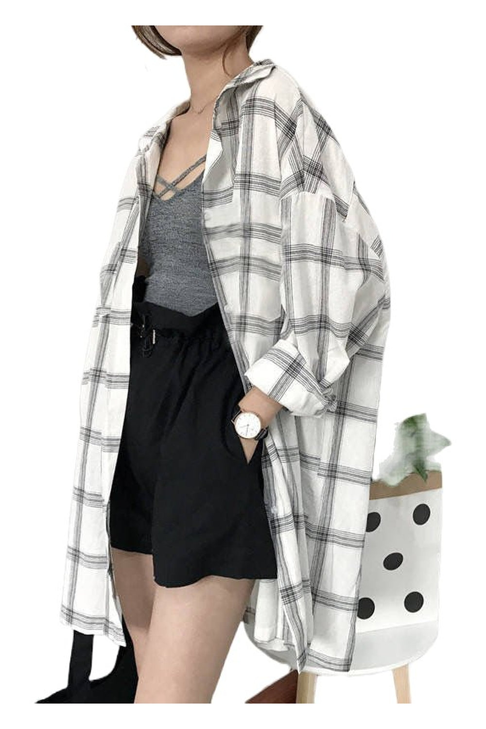 Y2k Korean Plaid Shirt