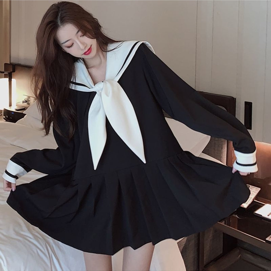 Y2k Korean Retro Long Sleeve Mini Dress