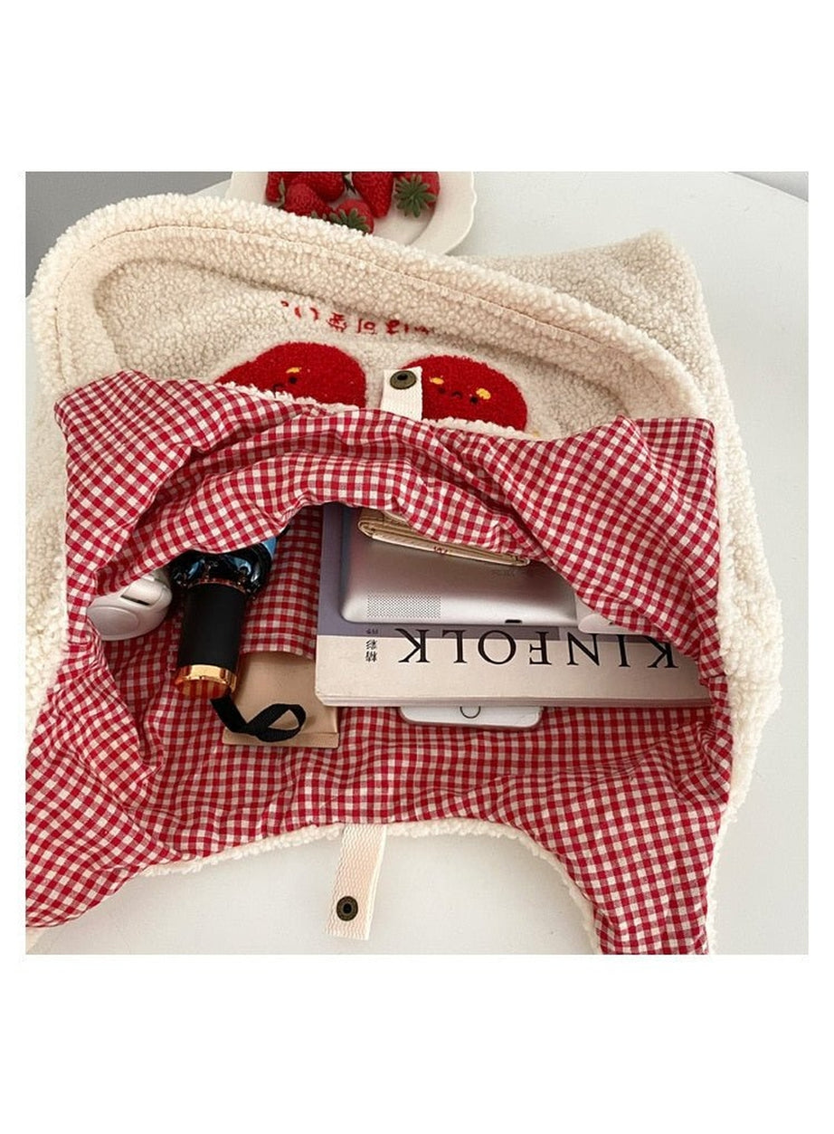 Y2k Korean Softie Plush Cherry Shoulder Bag