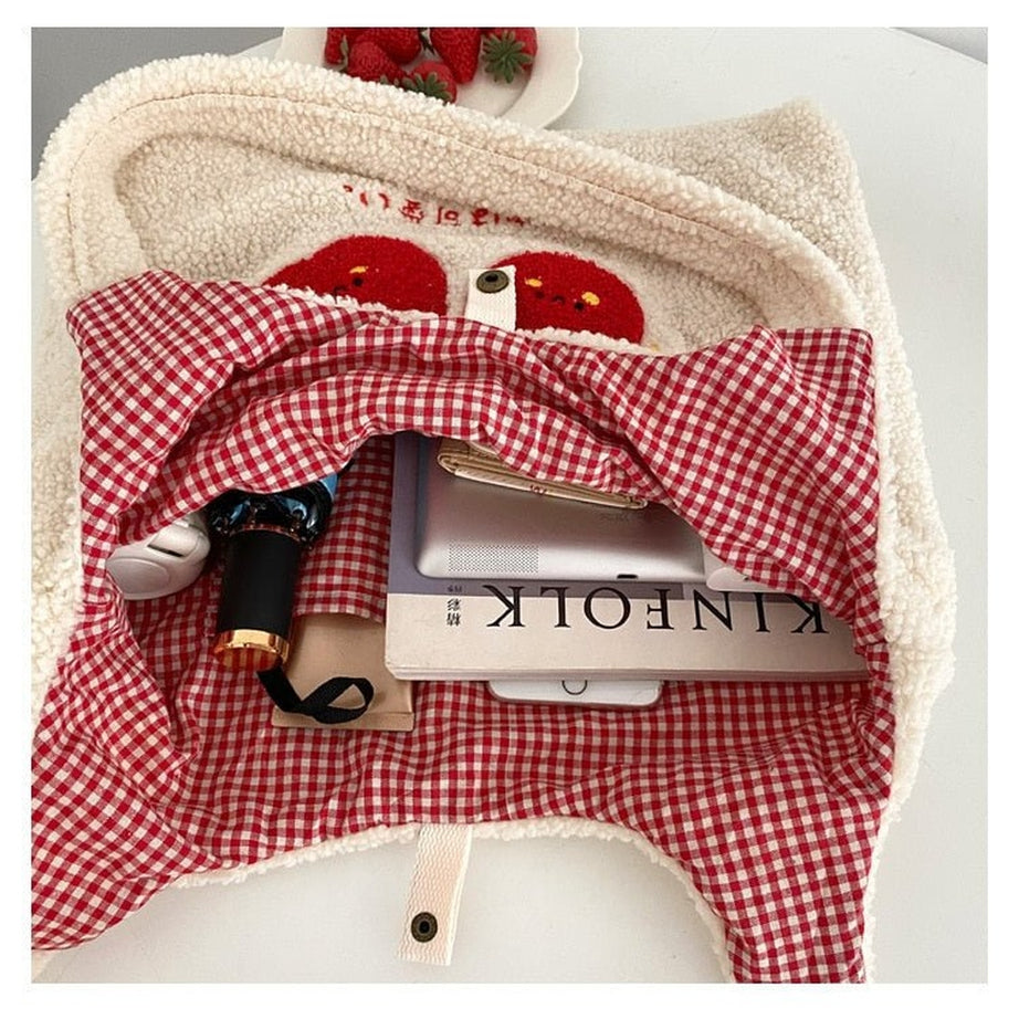 Y2k Korean Softie Plush Cherry Shoulder Bag