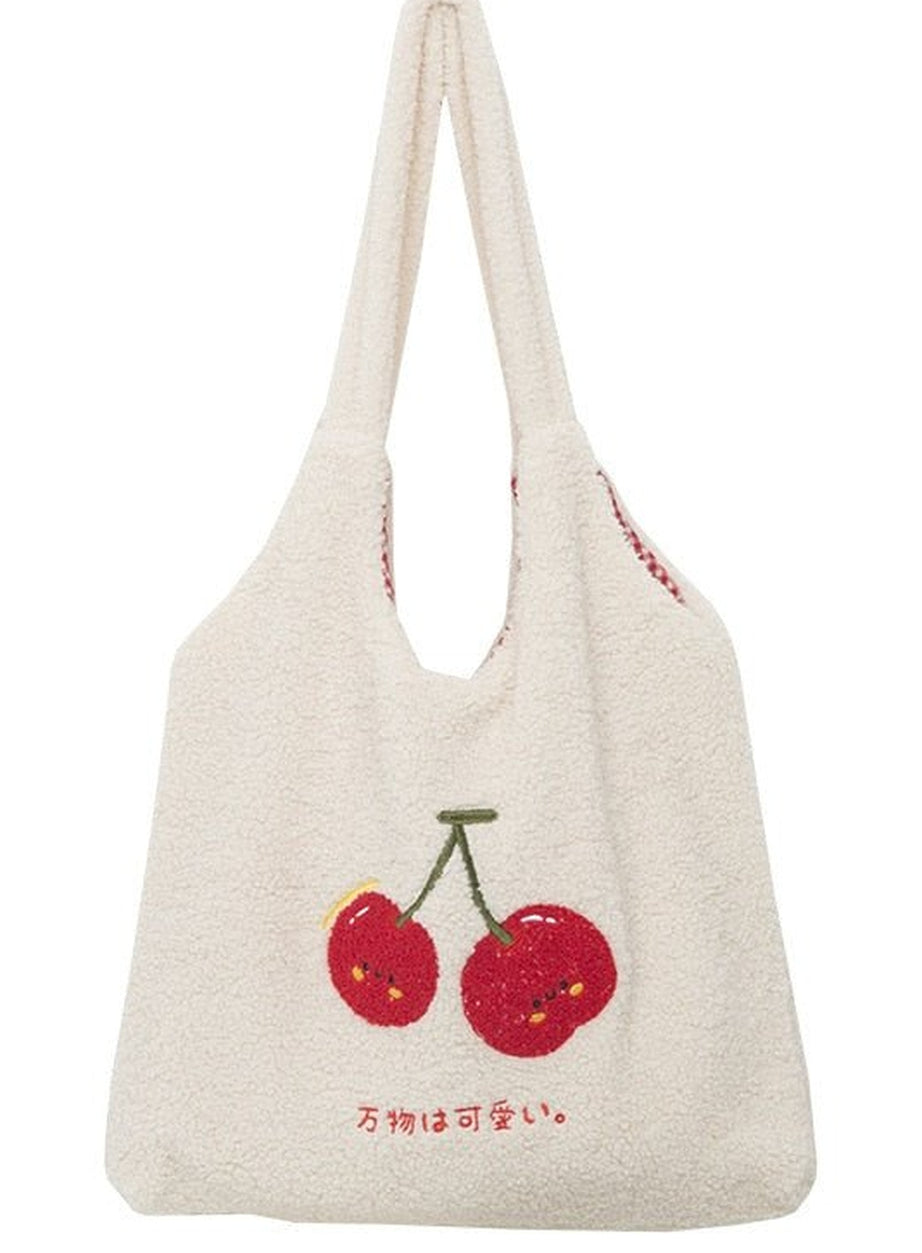 Y2k Korean Softie Plush Cherry Shoulder Bag