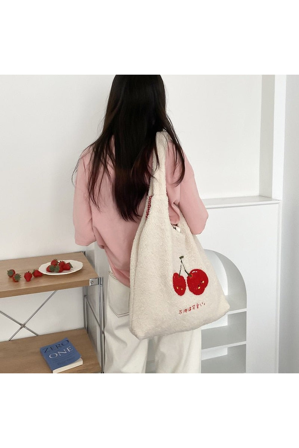 Y2k Korean Softie Plush Cherry Shoulder Bag